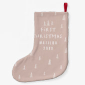 Petite Chaussette De Noël moderne élégant bébé premier noël beige (Dos)