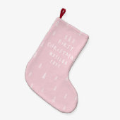 Petite Chaussette De Noël moderne élégant bébé première noël rose pâle (Devant (Accrochage))
