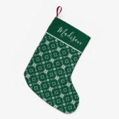Petite Chaussette De Noël Moderne Green Nordic Snowflake Personnalisé (Devant (Accrochage))