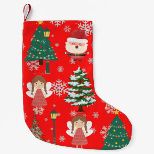 Petite Chaussette De Noël Moderne vintage traditionnel rouge Père Noël l gir