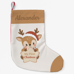 Petite Chaussette De Noël Mon premier bébé renne de Noël personnalisé