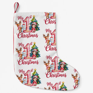 Petite Chaussette De Noël Mon premier Noël rose bébé fille Xmas bonhomme de 
