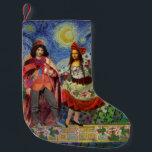Petite Chaussette De Noël Mona Lisa Romantic Funny Art coloré<br><div class="desc">Cette merveilleuse invitation prend des éléments de la Mona Lisa et de Van Gogh's Starry nuit pour faire un thème mariage exceptionnellement unique et fantasque stationnaire pour une invitation, merci, numéro de table, et plus encore! Mona Lisa - Cette image présente la Mona Lisa avec son homme, dansant dans la...</div>
