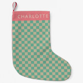 Petite Chaussette De Noël Monnaie en damier esthétique rétro personnalisée (Devant)