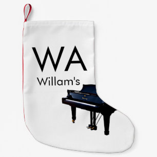 Petite Chaussette De Noël Monogram add initial letter name text piano music