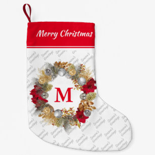 Petite Chaussette De Noël Monogram Christmas Wreath