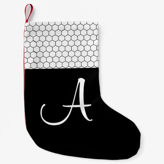 Petite Chaussette De Noël Monogram Ferme Noir et Blanc (Devant)