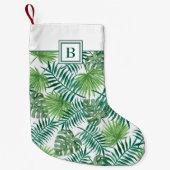 Petite Chaussette De Noël Monogram Green Botanical Feuilles de Palmier (Devant)