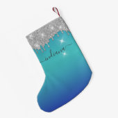 Petite Chaussette De Noël Monogram Silver Parties scintillant Jours fériés (Dos (Accrochage))