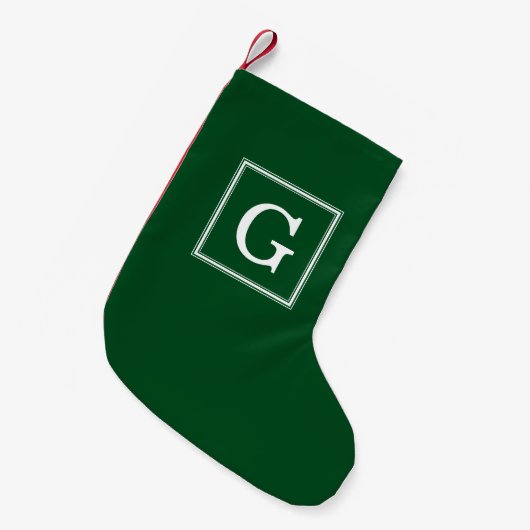 Petite Chaussette De Noël Monogramme à cadre vert classique (Devant (Accrochage))
