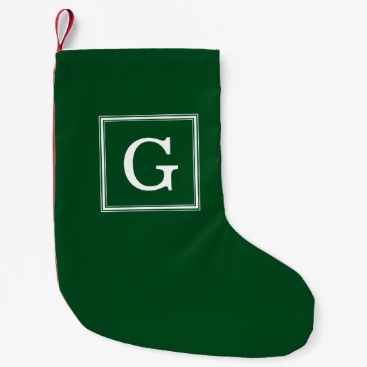 Petite Chaussette De Noël Monogramme à cadre vert classique (Devant)