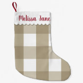 Petite Chaussette De Noël Monogramme à carreaux beige buffle (Devant)