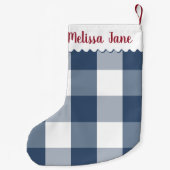 Petite Chaussette De Noël Monogramme à carreaux Blue Buffalo (Dos)