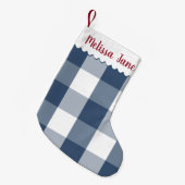 Petite Chaussette De Noël Monogramme à carreaux Blue Buffalo (Devant (Accrochage))