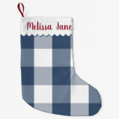 Petite Chaussette De Noël Monogramme à carreaux Blue Buffalo (Devant)