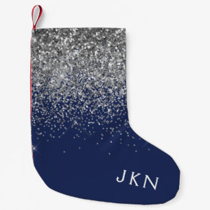Petite Chaussette De Noël Monogramme à Parties scintillant étincelante en ar