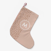 Petite Chaussette De Noël Monogramme beige tendance avec Boho en terre cuite (Devant (Accrochage))