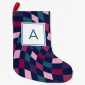 Petite Chaussette De Noël Monogramme Bold À damiers Motif (Devant)