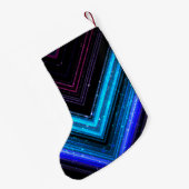 Petite Chaussette De Noël Monogramme brillant bleu métallique violet chevron (Dos (Accrochage))