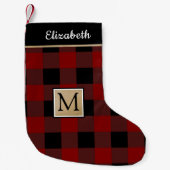 Petite Chaussette De Noël Monogramme Brown rouge noir Buffalo (Devant)