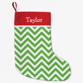 Petite Chaussette De Noël Monogramme Chevron rouge et vert (Devant)