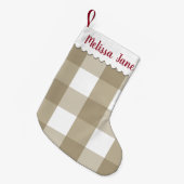 Petite Chaussette De Noël Monogramme de chèque de buffle beige (Devant (Accrochage))