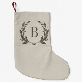 Petite Chaussette De Noël Monogramme de couronne de Laurel Rustique (Devant)