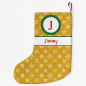 Petite Chaussette De Noël Monogramme de couronne Votre nom Flèche de neige d (Dos)