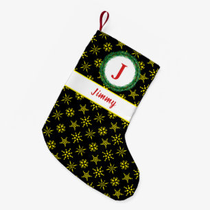 Petite Chaussette De Noël Monogramme de couronne Votre nom Flèche de neige j