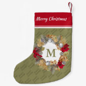 Petite Chaussette De Noël MONOGRAMME DE CRÉDIT D'Olive Green (Dos)