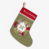 Petite Chaussette De Noël MONOGRAMME DE CRÉDIT D'Olive Green (Devant (Accrochage))