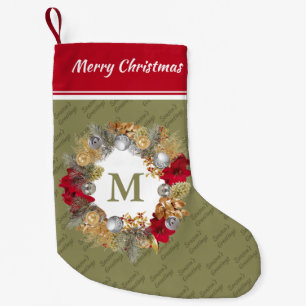 Petite Chaussette De Noël MONOGRAMME DE CRÉDIT D'Olive Green