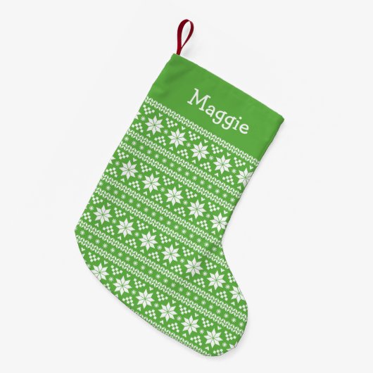 Petite Chaussette De Noël Monogramme de l'île verte et blanche (Devant (Accrochage))