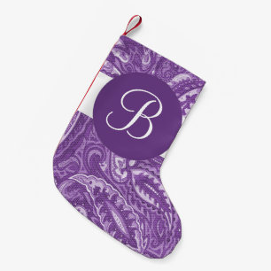 Petite Chaussette De Noël Monogramme de Noël en cachemire violet
