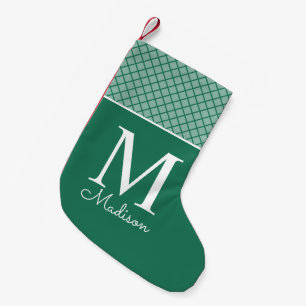 Petite Chaussette De Noël Monogramme de nom de damier moderne