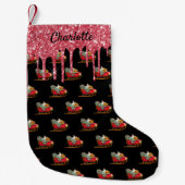 Petite Chaussette De Noël Monogramme de parties scintillant Père Noël noir d (Devant)