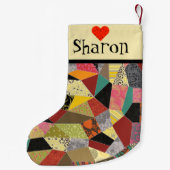 Petite Chaussette De Noël Monogramme de patchwork d'édredon fol (Dos)