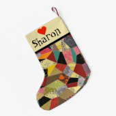 Petite Chaussette De Noël Monogramme de patchwork d'édredon fol (Dos (Accrochage))