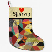 Petite Chaussette De Noël Monogramme de patchwork d'édredon fol (Devant)