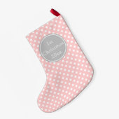 Petite Chaussette De Noël Monogramme de point de polka de gris de roses (Dos (Accrochage))