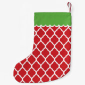 Petite Chaussette De Noël Monogramme de Quatrefoil marocain rouge et vert (Dos)