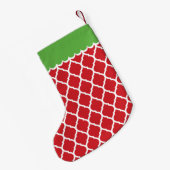 Petite Chaussette De Noël Monogramme de Quatrefoil marocain rouge et vert (Dos (Accrochage))