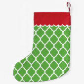 Petite Chaussette De Noël Monogramme de Quatrefoil marocain rouge et vert (Dos)