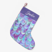 Petite Chaussette De Noël Monogramme de sirène d'iridescente violette (Devant (Accrochage))