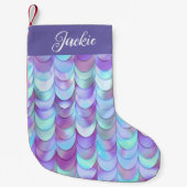 Petite Chaussette De Noël Monogramme de sirène d'iridescente violette (Devant)