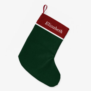 Petite Chaussette De Noël Monogramme de vacances rustique rouge et vert