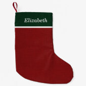 Petite Chaussette De Noël Monogramme de vacances rustique vert et rouge (Devant)