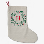 Petite Chaussette De Noël Monogramme de Wreath Holiday (Devant)
