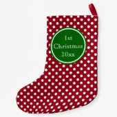 Petite Chaussette De Noël Monogramme des points de la Polka rouge et verte d (Dos)