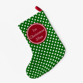 Petite Chaussette De Noël Monogramme des points verts et rouges de la Polka (Dos (Accrochage))